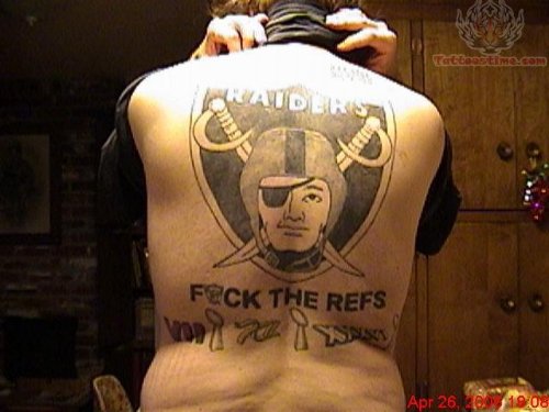 Oakland Raiders Logo Tattoo On Back Body